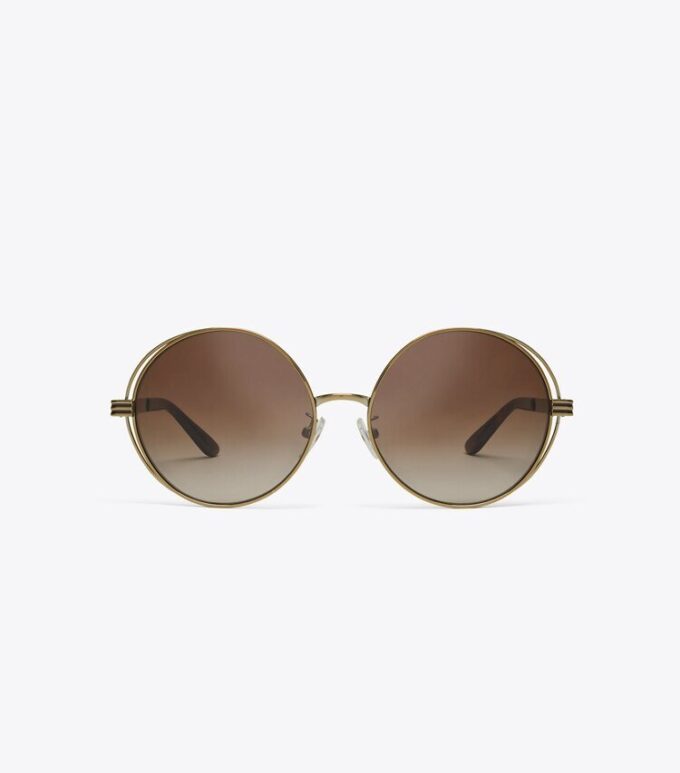 Kira Stripe Open-Wire Round Sunglasses Kira Stripe Open-Wire Round Sunglasses