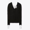 Lace-Up Wool Sweater