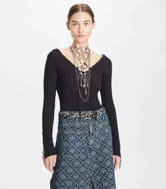 Lace-Up Wool Sweater