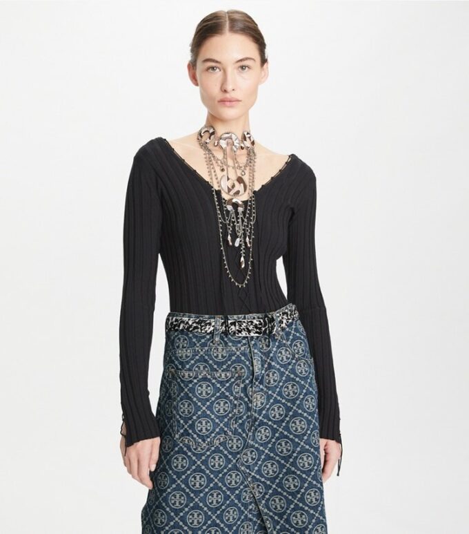 Lace-Up Wool Sweater