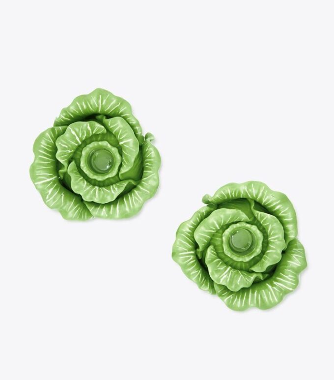 Lettuce Ware Candle Holder, Set Of 2