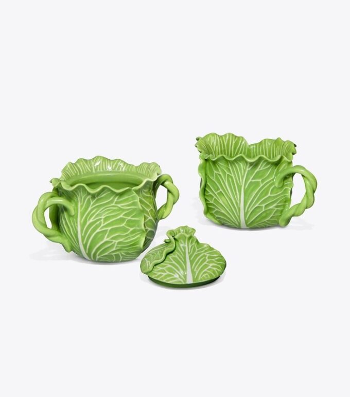 Lettuce Ware Lidded Sugar Pot &Amp; Creamer Lettuce Ware Lidded Sugar Pot &Amp; Creamer