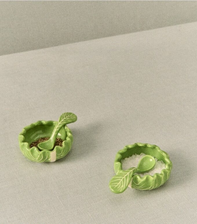 Lettuce Ware Salt Cellar, Set Of 2 Lettuce Ware Salt Cellar, Set Of 2