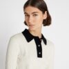 Long-Sleeve Cotton Pointelle Polo