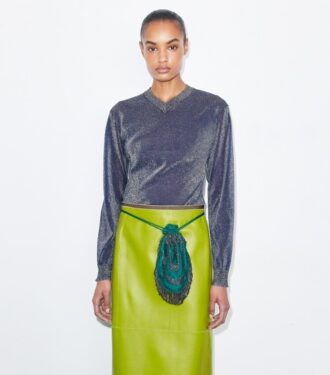 Metallic V-Neck Sweater