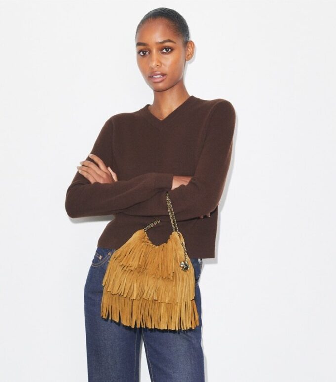 Mini Fleming Suede Fringe Hobo Bag Mini Fleming Suede Fringe Hobo Bag