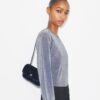 Mini Kira Diamond Quilt Velvet Pavé Flap Bag