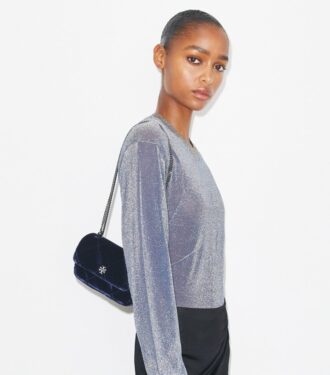 Mini Kira Diamond Quilt Velvet Pavé Flap Bag Mini Kira Diamond Quilt Velvet Pavé Flap Bag