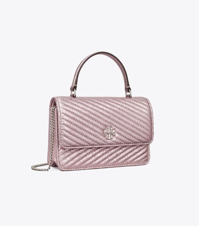 Mini Kira Moto Quilt Metallic Top-Handle Crossbody
