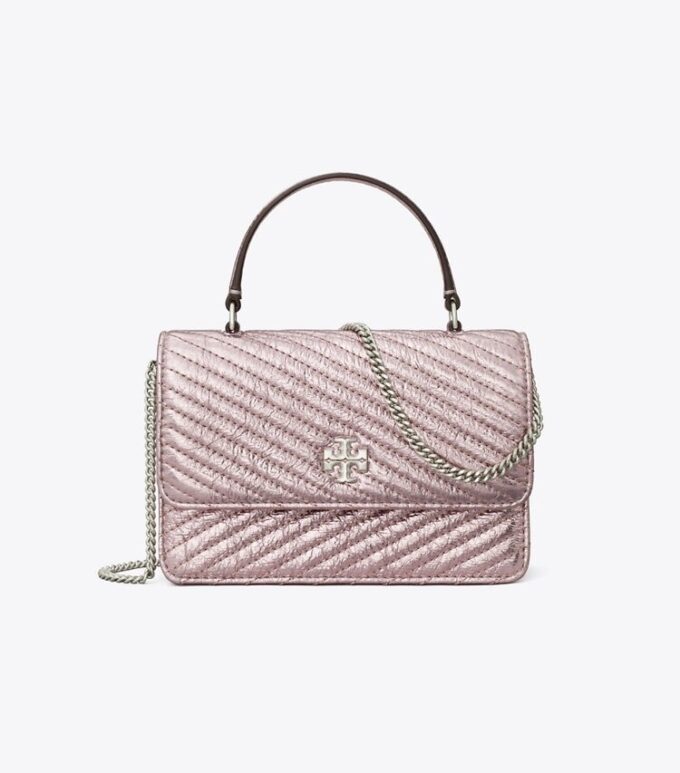 Mini Kira Moto Quilt Metallic Top-Handle Crossbody