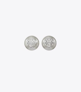 Moondance Pearl And Pavé Stud Earrings