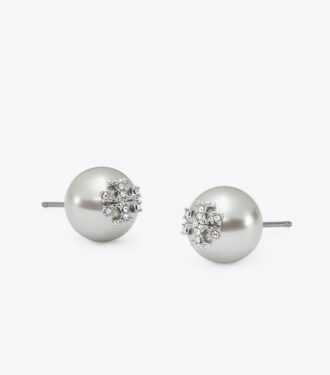 Moondance Pearl And Pavé Stud Earrings