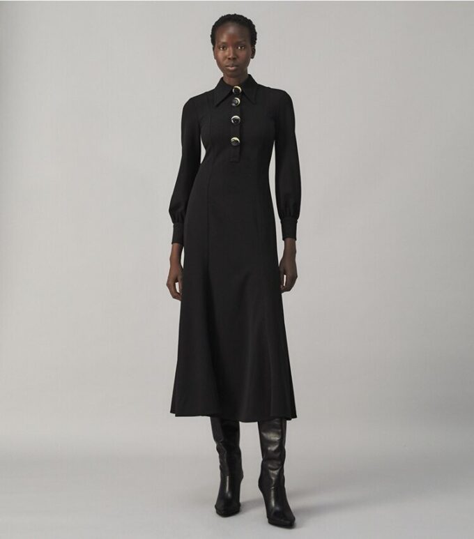 Multi-Button Crepe Shirtdress Multi-Button Crepe Shirtdress