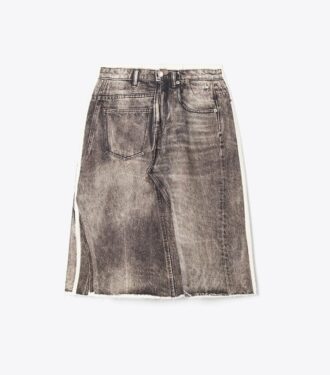 Overprinted Deconstructed Denim Skirt