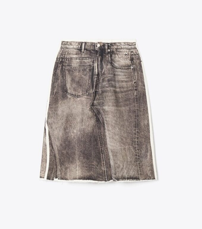 Overprinted Deconstructed Denim Skirt Overprinted Deconstructed Denim Skirt