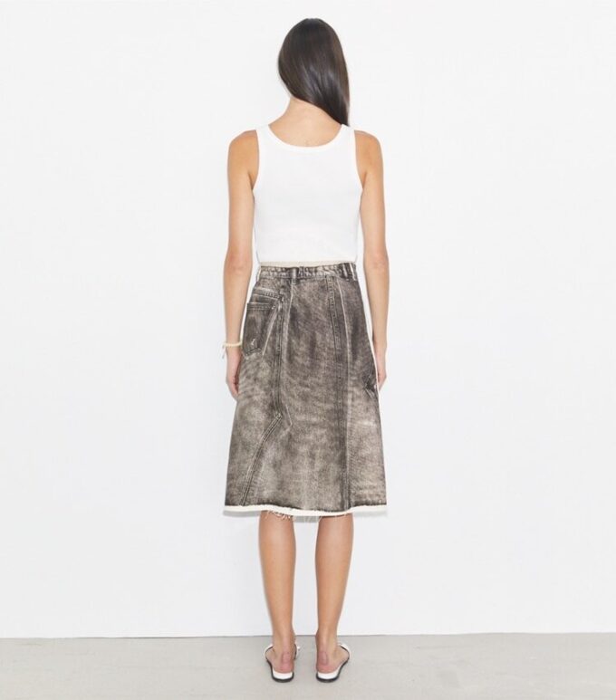 Overprinted Deconstructed Denim Skirt Overprinted Deconstructed Denim Skirt