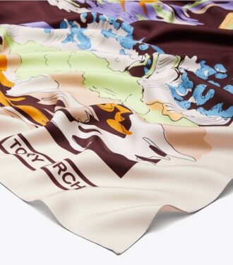 Palm Tree Postcard Oversized Silk Square Scarf Palm Tree Postcard Oversized Silk Square Scarf