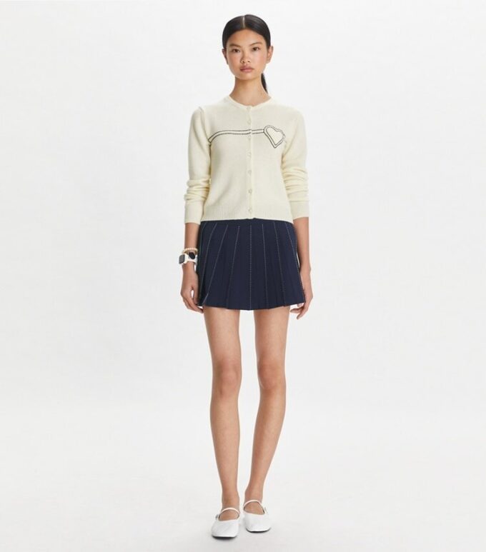 Pick Stitch Pleated Skirt