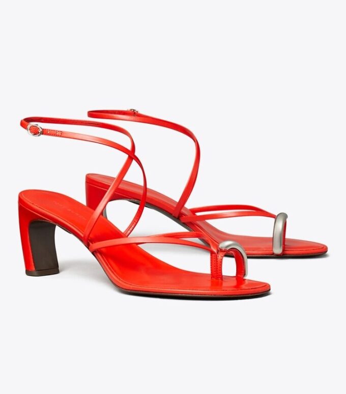 Pierced Multi-Strap Heeled Sandal