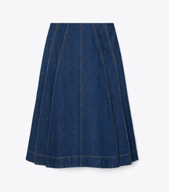 Pleated Denim Skirt
