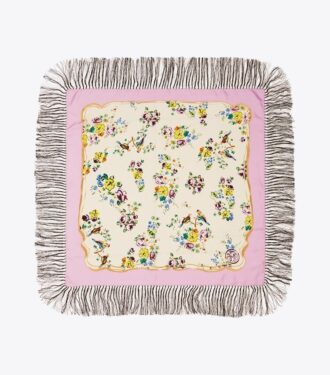 Porcelain Floral Silk Square Scarf