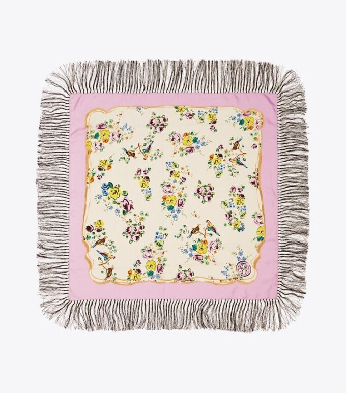 Porcelain Floral Silk Square Scarf Porcelain Floral Silk Square Scarf