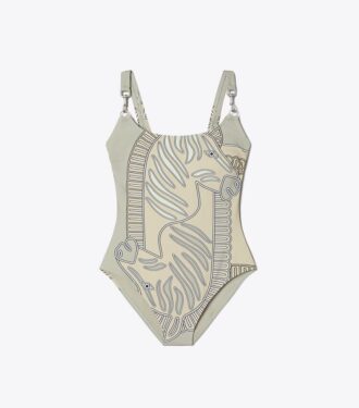 Printed Clip Tank Swimsuit