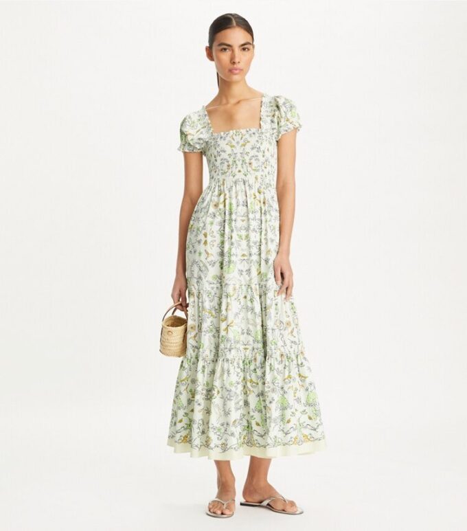 Printed Cotton Smocked Dress Printed Cotton Smocked Dress
