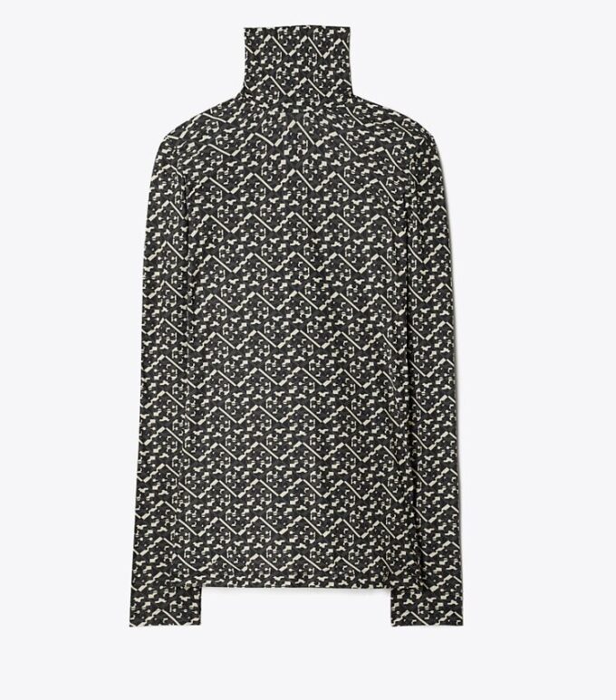 Printed Jersey Mockneck Shirt