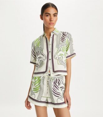 Printed Linen Camp Shirt