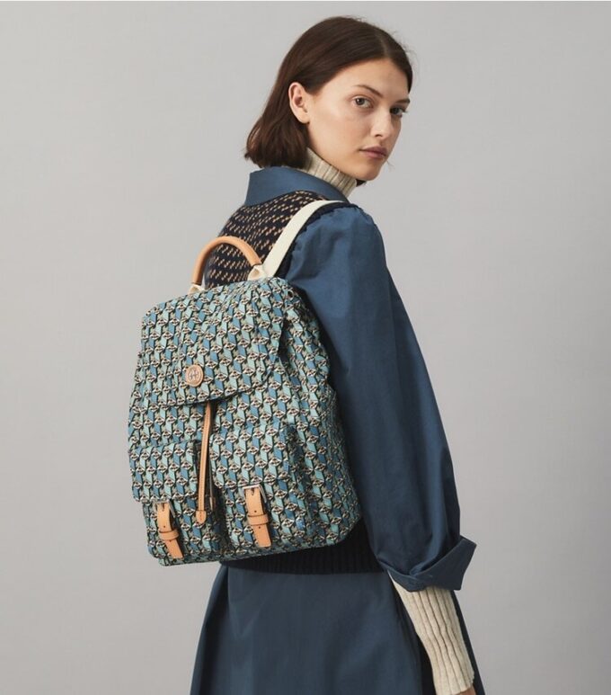 Printed Nylon Flap Backpack Printed Nylon Flap Backpack