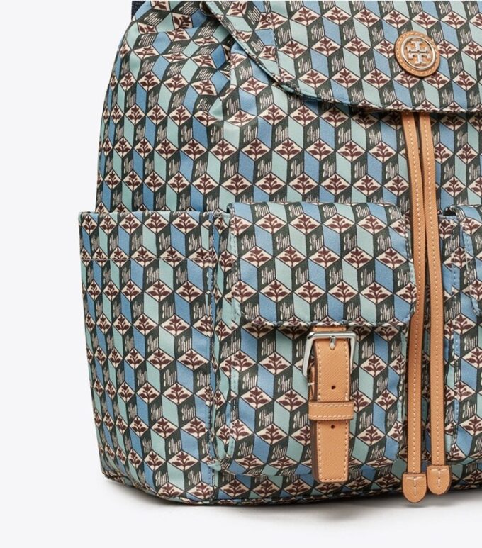 Printed Nylon Flap Backpack Printed Nylon Flap Backpack