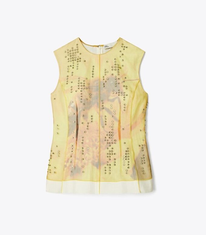 Printed Organza Shell Top Printed Organza Shell Top