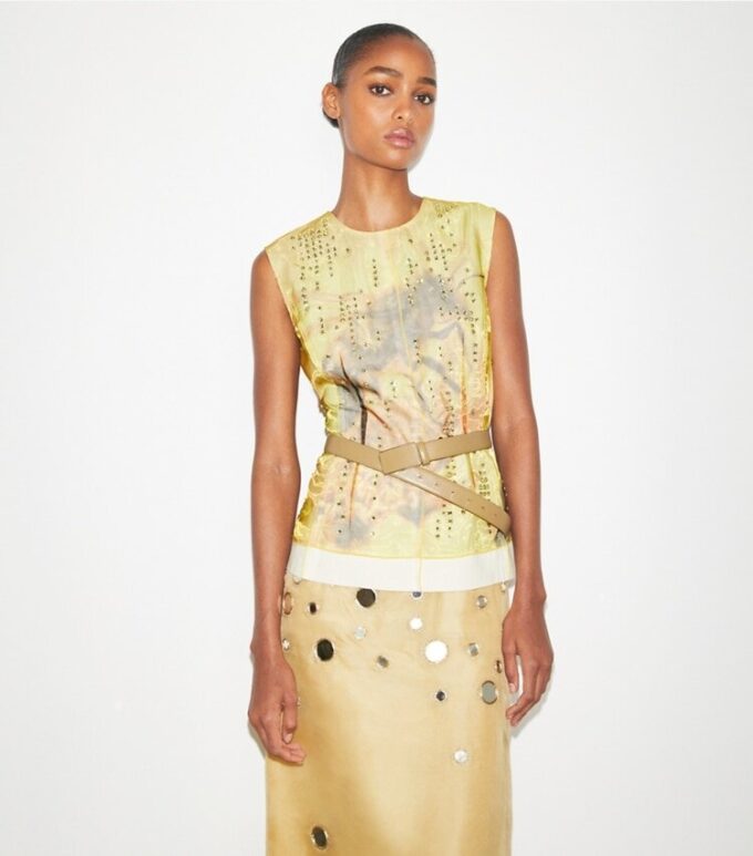 Printed Organza Shell Top Printed Organza Shell Top