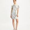 Printed Silk Front T-Shirt Dress