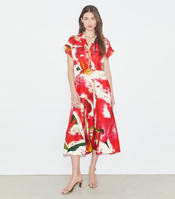 Printed Silk Twill Shirtdress