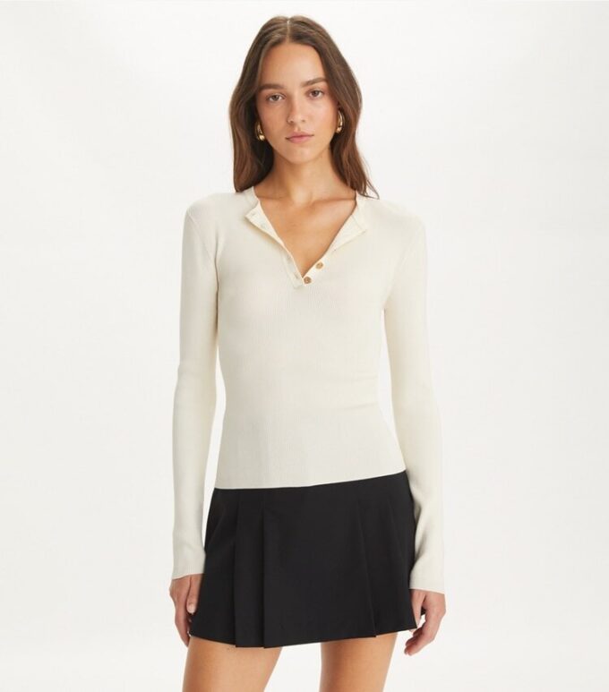 Ribbed Viscose Henley