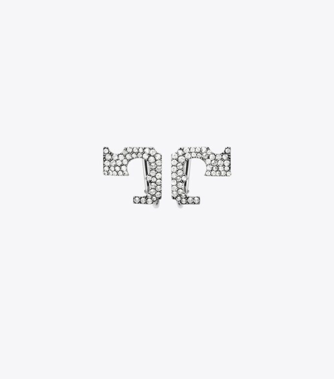 Runway Pavé Serif T Clip-On Earrings