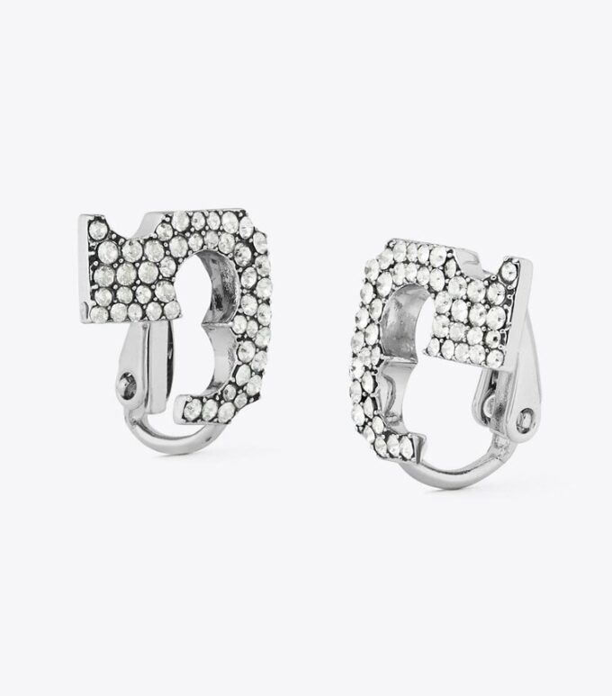 Runway Pavé Serif T Clip-On Earrings