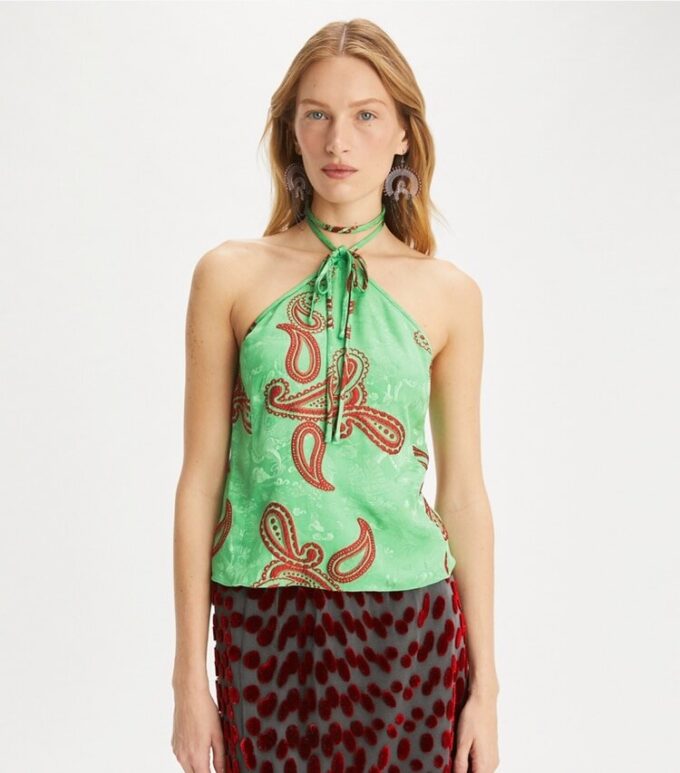 Satin Paisley Knot Top Satin Paisley Knot Top
