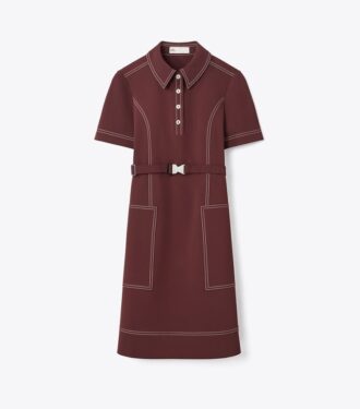 Short-Sleeve Pick Stitch Golf Dress