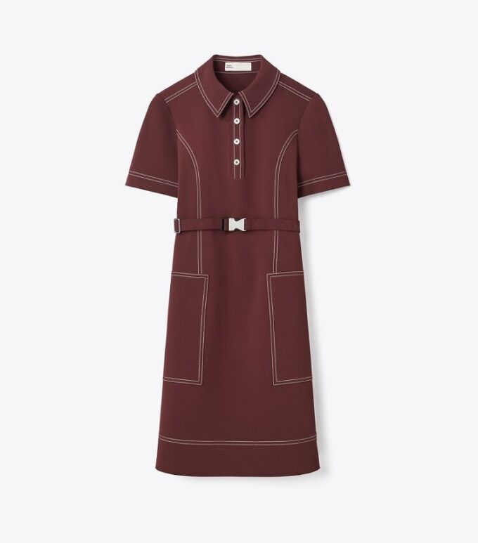 Short-Sleeve Pick Stitch Golf Dress