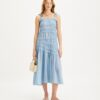 Shoulder Tie Smocked Viscose Dress Shoulder Tie Smocked Viscose Dress