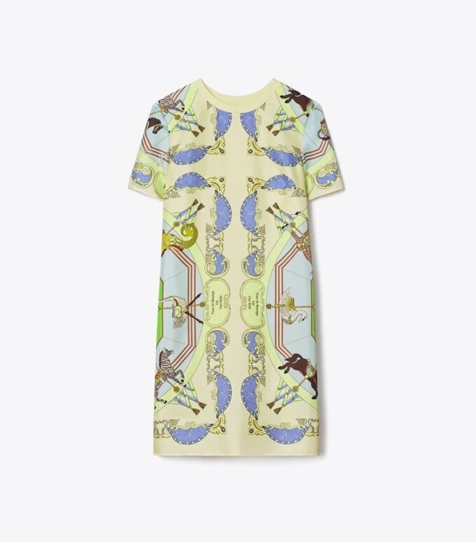 Silk-Front T-Shirt Dress