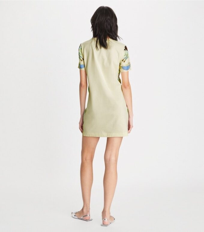 Silk-Front T-Shirt Dress