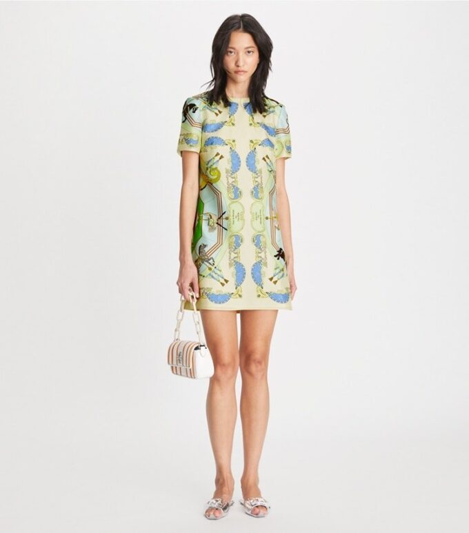 Silk-Front T-Shirt Dress