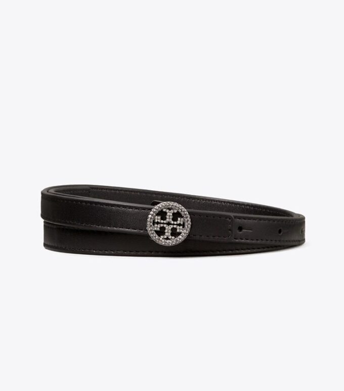 Skinny Embellished Logo Belt