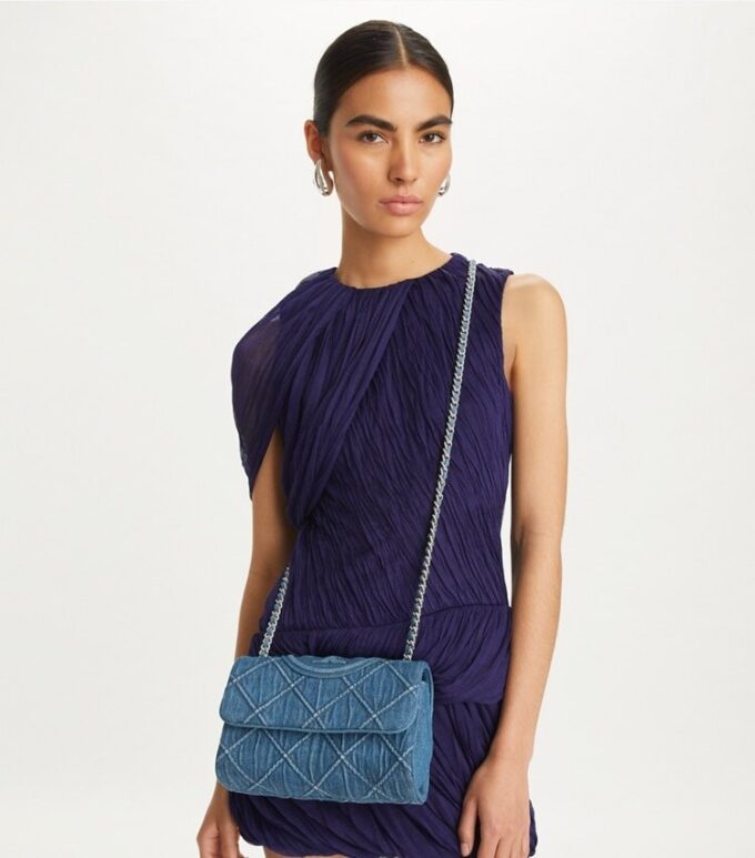 Small Fleming Soft Denim Convertible Shoulder Bag