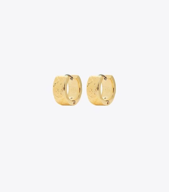 Small Icon T Monogram Hoop Earrings