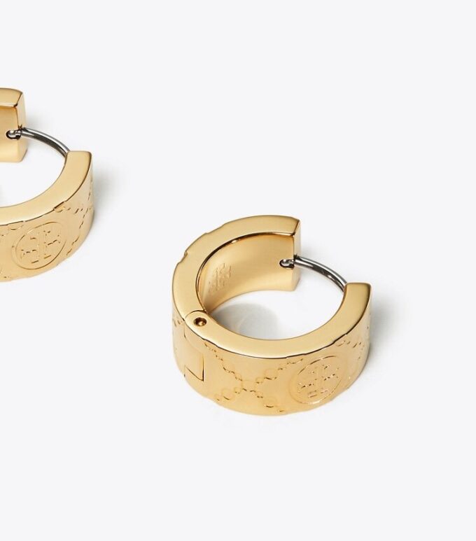 Small Icon T Monogram Hoop Earrings